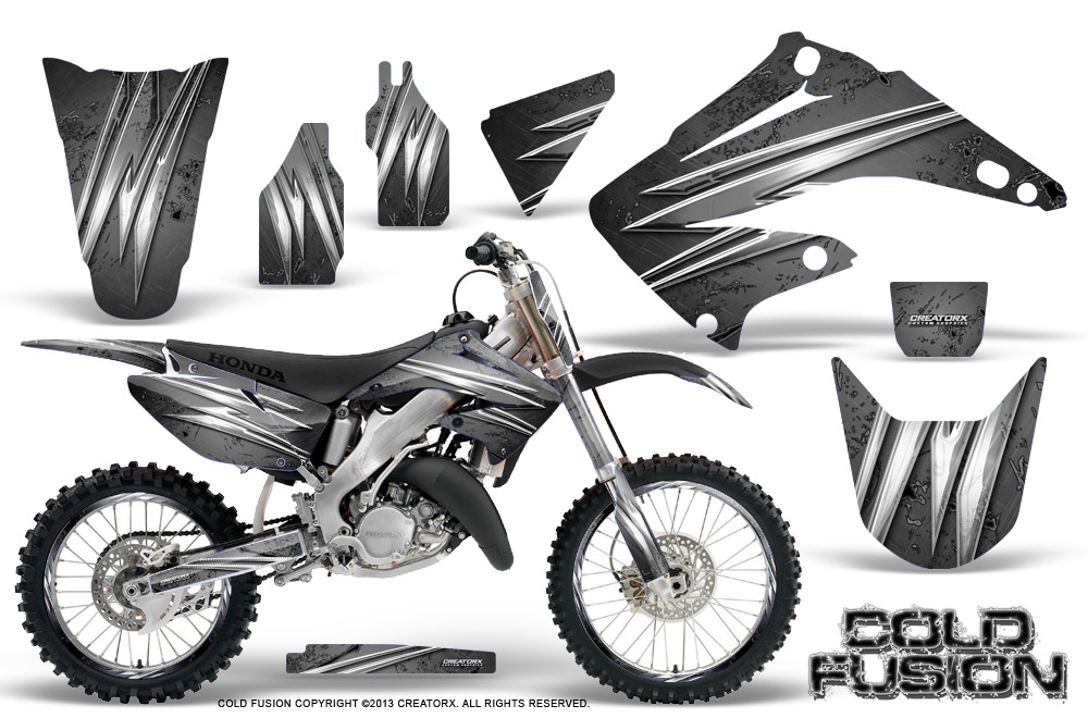 Honda CR125 CR250 02-10 Graphics Kit Cold Fusion Silver NP Rims